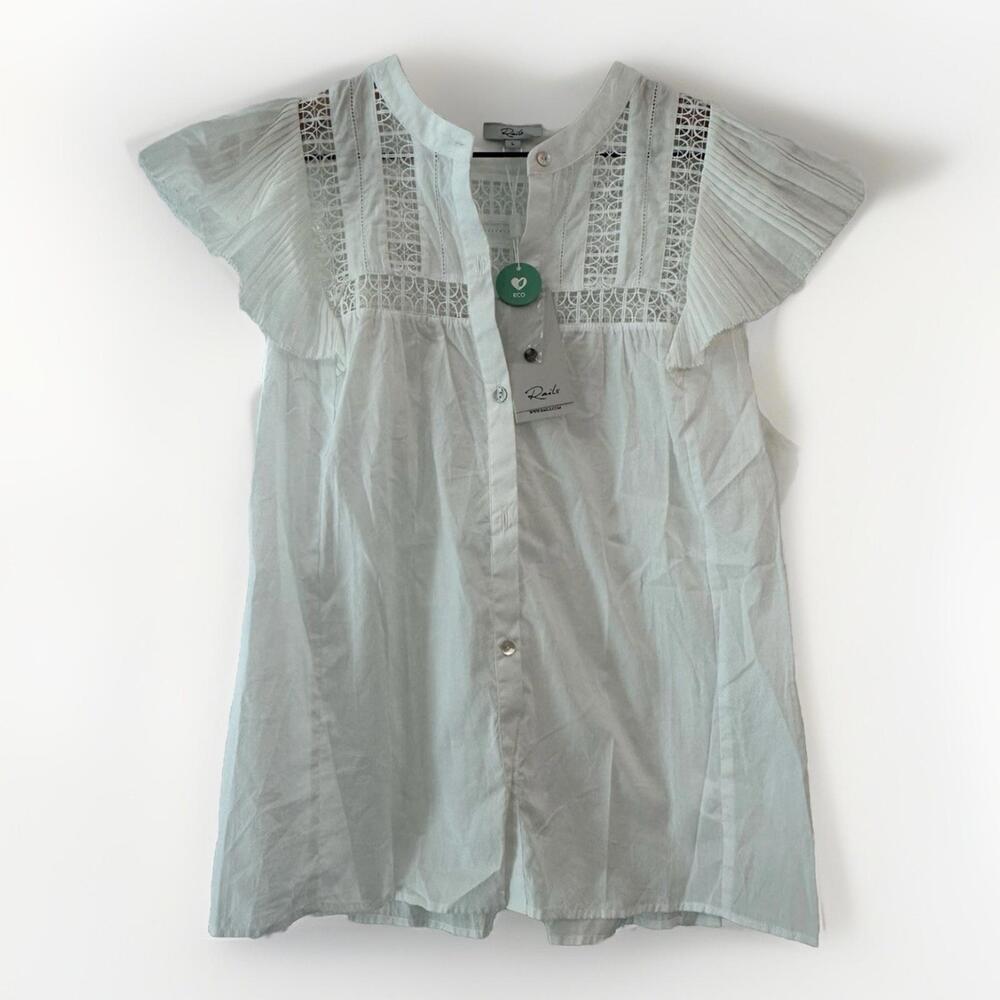 Rails Louella Top Large Women’s $188 Retail New With Tags Beach White Short Slee